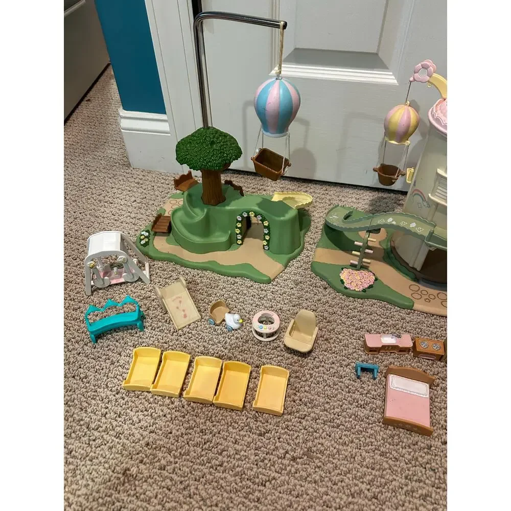 Calico Critters Baby 2 Playsets lot with accessories